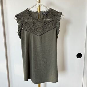 Adrianna Papell Olive Lace Yoke Blouse – Size XS